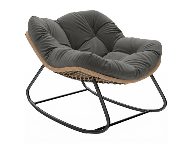 Papasan Rocking Chair, Wicker Indoor Outdoor Rocking Papasan Chair with Cushion Rattan Outdoor Rocker Egg for Living