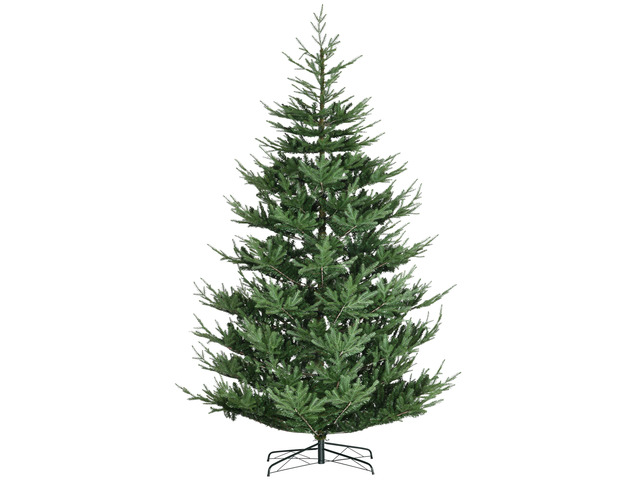 9 Foot Artificial Christmas Tree, Hinged Xmas Tree with Realistic Branches Steel Base Auto Open, Green, Plastic