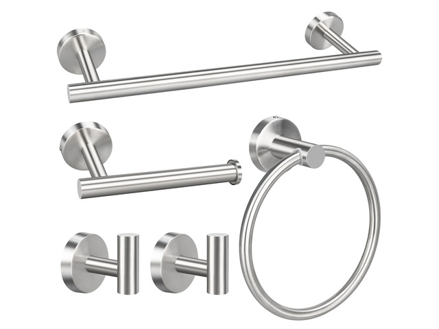 5pcs Bathroom Hardware Set, Brushed Nickel Bathroom Hardware Set, Including 16' Hand Towel Bars, Toilet Paper Holders, Towel Rings, Robe Towel Hooks