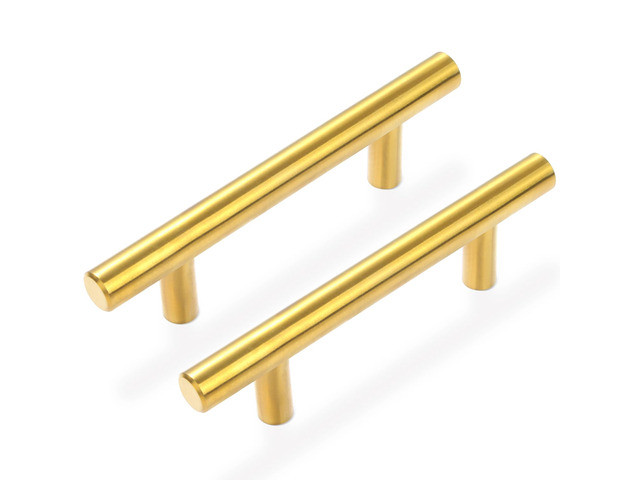30 Pack Brushed Brass Cabinet Handles Gold 3 Inch Hole Center Cabinet Pulls Stainless Steel Drawer Handles Kitchen Cabinet Hardware Pulls for...