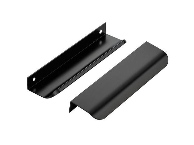 Matte Black Cabinet Handles Finger Edge Pulls 5.9 Inch CC 10 Pack Low-Profile Finger Grip, Cabinet Door Edge Mount, Smooth Handle Shape, 5.9 Inch...