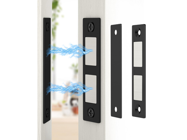 30 Lb Magnetic Door Catch Screw in Black, Heavy Duty Cabinet Latch, Cabinet Drawer Door Magnets, 2 Pack Kitchen Magnets Closures, Dual Pocket Door...