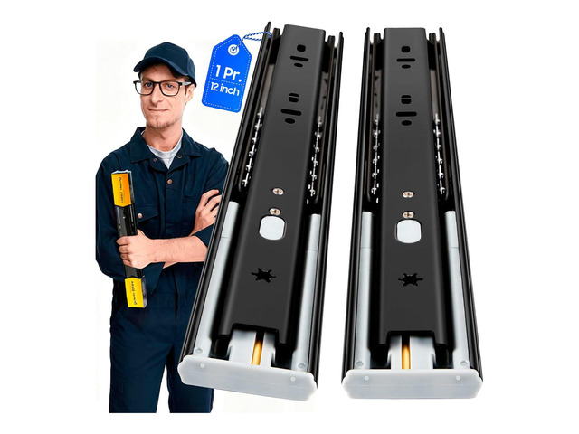 Soft Close Drawer Slides Full Extension Ball Bearing 1224 Inch 100LB Side Mount Heavy Duty Quiet Self Closing Cabinet Drawer Glides Rails Sizes...