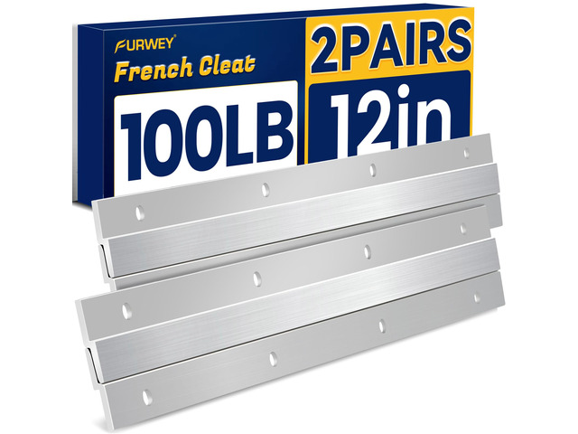 Aluminum French Cleat with Screws, 12 Inch-2 Pairs, Support 80 lbs French Cleat, Picture and Mirror Hanger, Headboard Wall Mounting Brackets