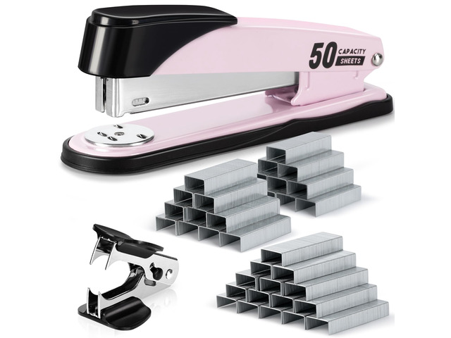Stapler Heavy Duty, Full Strip Staplers for Desk with 2000 Staples and Staple Remover, 50 Sheet Capacity, No Jam, Non-Slip Office Stapler with...