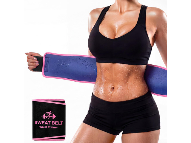 Waist Trainer for Women, Sweat Band with NANO-SILVER, Waist Trimmer Belt for Workout, Stomach Wrap for Weight Loss & Belly Fat Black/Pink