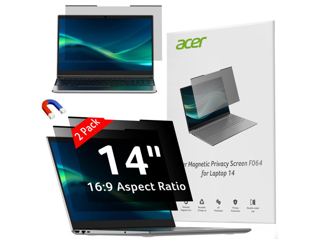2-Pack Laptop Privacy Screen - for Laptop 14 Inch 16:9, Magnetic & Removable Privacy Filter Shield, Anti-Glare Screen Protector, Dual-sided Monitor...