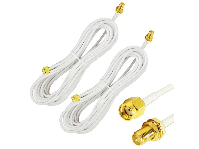 33ft RP-SMA Coaxial Extension Cable Male to Female Connector for Wireless LAN Router Bridge & Cellular Antenna Extension-Pack of 2 White