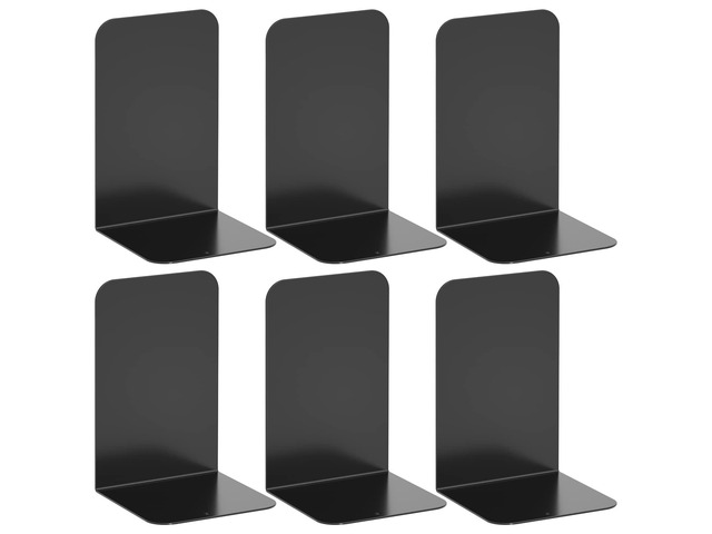 Bookends 3 Pairs, Black Metal Book Ends, Heavy Bookends for Shelves, Book Stopper for Heavy Books, Book Organizer for Home Office School Supplies