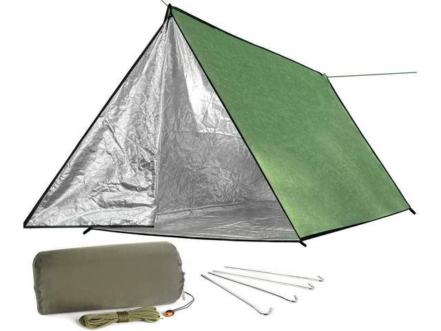 LYN Extra Large Zipper Reusable Survival Emergency Shelter Tent,Thermal Waterproof Fireproof Lightweight Bugout, with ParacordStake for...