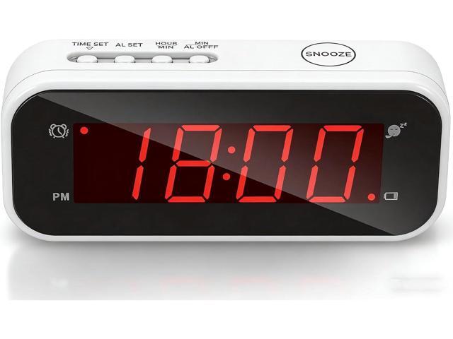 Small Digital Clock Battery Operated, LED Travel Alarm Clock Battery Powered with Snooze, Cordless, Brightness Adjustable, 12/24Hr, Easy to Use
