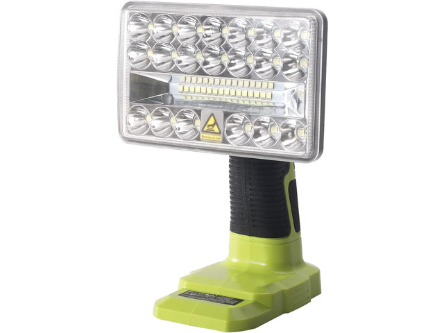 YEX-BUR 18W 2000LM LED Work Light for Ryobi 18v Battery Portable Flashlight, 3 Lighting Modes, for Outdoor Camping, Emergency, Power Outages