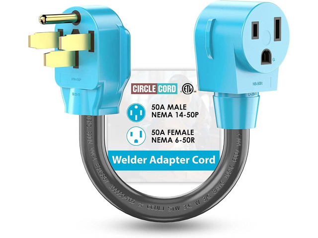 CircleCord Welder Adapter Cord, NEMA 14-50P Male to 6-50R Female, 50 Amp Welder Power Adapter Plug, Heavy Duty STW 8 AWG 50 Amp 250V 12500 Watt