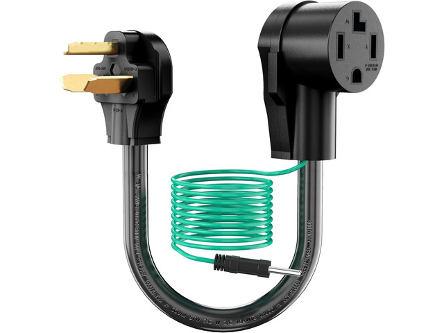 CircleCord Dryer Adapter 4 Prong to 3 Prong, 4P Newer to 3P Older House, Convert Cord NEMA 10-30P Plug to 14-30R Receptacle, 10 AWG STW 1.5FT With...