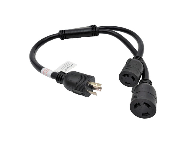 Parkworld 886160 Splitter for PDU, 30 AMP Y Adapter Cord 3-Prong Twist Lock L6-30 Male Plug to (2) L6-30 Female Dual Receptacle, 10 Gauge
