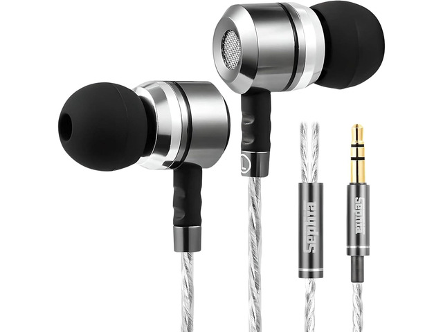 Sephia SP3060 Earbuds Wired in-Ear Headphones HD Bass Driven Audio, Lightweight Aluminum, S/M/L Ear Bud Tips, Earphone Case, 3.5mm, Tangle-Free...