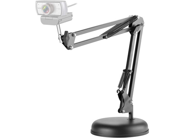 Spedal Desktop Webcam Stand with Weighted Round Base, Adjustable Scissor Arm Camera Mount with Phone Holder, 1/4' Thread MF920Pro, Smartphones,...