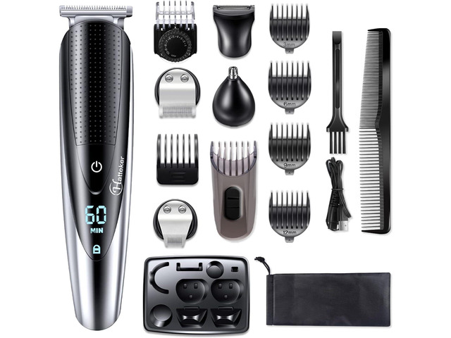 Hatteker Mens Beard Trimmer Grooming kit Hair Trimmer Mustache Trimmer Body Groomer for Nose Ear Facial Hair Cordless Waterproof 5 in 1