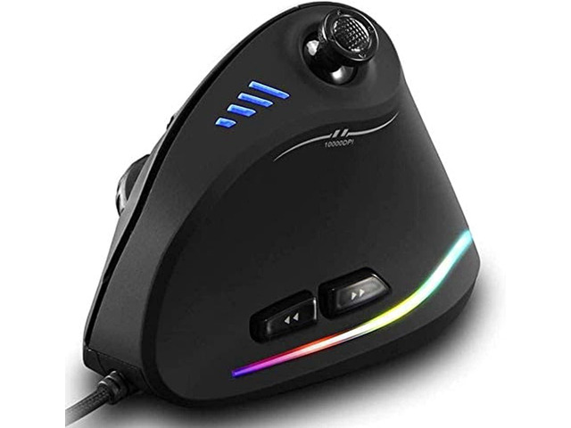 zelotes Ergonomic Vertical Mouse, RGB Wired Vertical Gaming Mouse with Joystick, 10000 Max DPI and 11 Programmable Buttons for Gamers, Computer...
