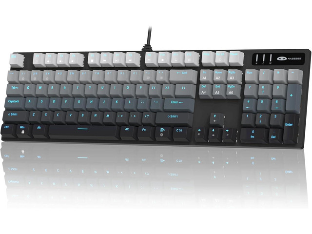 MageGee MK-Storm Mechanical Gaming Keyboard, 104 Keys Wired Light Up Keyboard with Linear Red Switch, Ice Blue Backlit, Double-Shot Keycaps, N-Key...