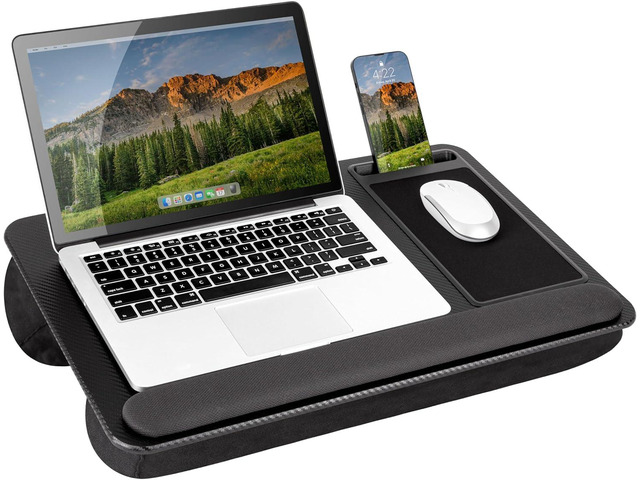 LAPGEAR Home Office Pro Lap Desk - Black Carbon, Fits 15.6 Laptops