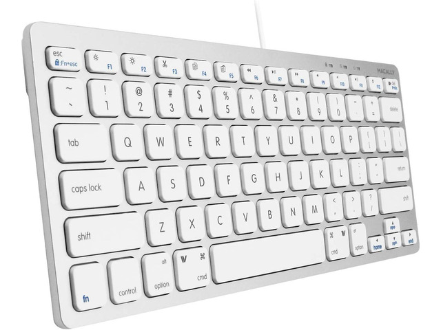 Macally Small Wired Keyboard for Mac and Windows - 78 Scissor Switch Keys Compatible Apple Keyboard - USB Mini Keyboard that Saves Space and Looks...