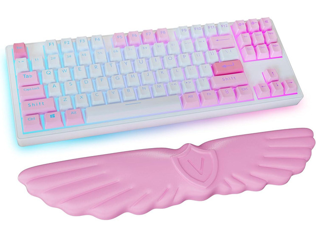 Angel Wing Cloud Keyboard Wrist Rest, Soft Leather Memory Foam Keyboard Wrist Support for Pain Relief, Ergonomic Anti-Slip Cute Computer Palm Rest...