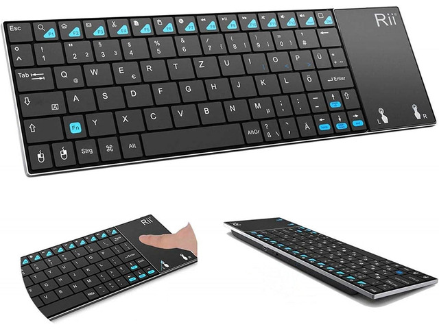 Rii (Newest Version) K12+ Mini Wireless Keyboard with Touchpad Mouse, Stainless Steel Portable Wireless Keyboard with USB Receiver for...