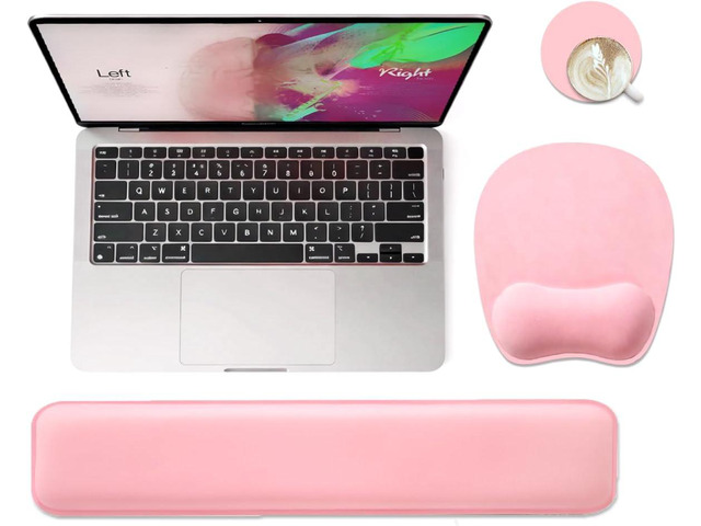 Memory Foam Set Wrist Rest Pad & Mouse Wrist Rest Support,Ergonomic Design for Office,Home,Laptop,Desktop Computer,Gaming Keyboard - Pink