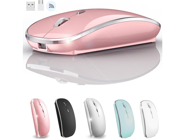 JETTA Wireless Mouse for MacBook Pro MacBook Air MacBook Laptop Mac iMac Desktop Computer Chromebook PC Laptop 2.4 USB/USB C Mouse (Rose Gold)