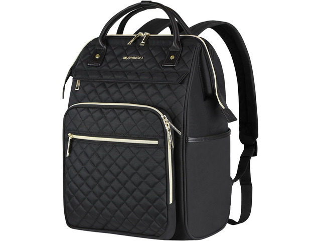 EMPSIGN 17 Inch Laptop Backpack for Women with Giant Tumbler Holder, Black Computer Bag, Work Business Travel College, Large Capacity,...