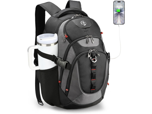 Swissdigital Design Laptop Backpack with USB Charging Port, Travel Backpack Fits 15.6 inches Computer, 31l College School Backpack for Men,...