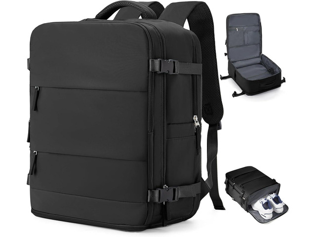 coowoz Large Travel Backpack Carry On for Women Man Black Waterproof Gym Backpacks with Laptop Compartment Mochila de Viaje Teacher Personal Item...