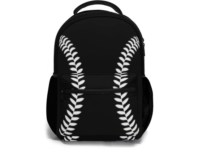 Miaoquhe Black Baseball Backpacks School Bookbag for Kids Sport Softball Backpacks Laptop Shoulder Bag for Women Girls Men Boys School Casual...