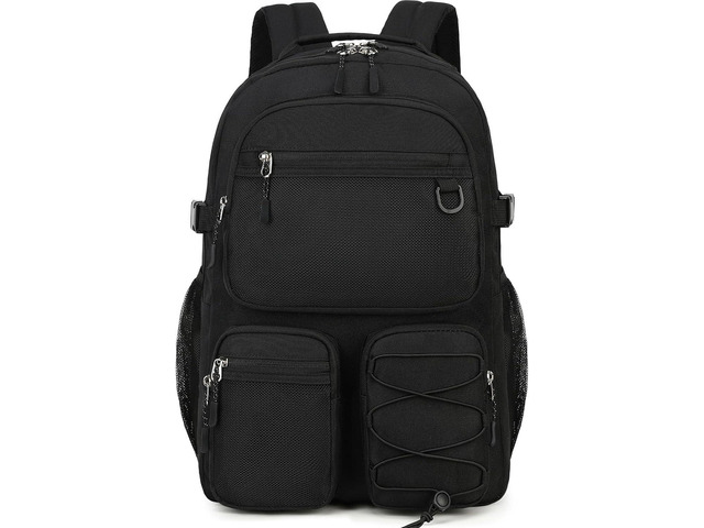Lohol Water Resistant Daypack with Mulitiple Pockets for School Travel Outdoor College, 15.6 inch Laptop Backpack for Men and Women (Black)