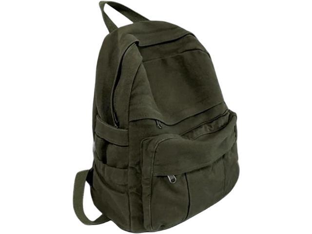 Canvas Backpack for Women Cute Backpack for Women Vintage Laptop Aesthetic Knapsack-Army Green