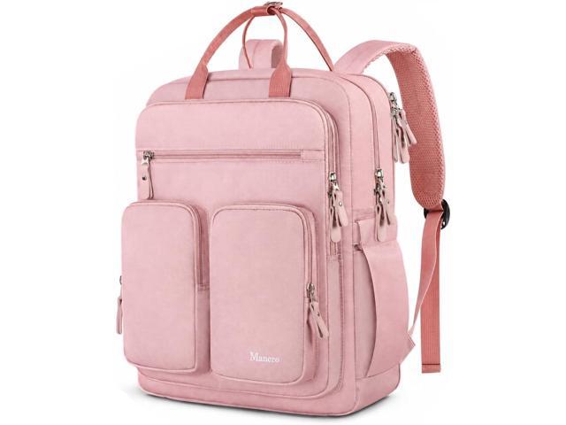 Mancro College Laptop Backpack for Women with 15.6 Inch Laptop Sleeve, Pink College Backpack with TSA-Friendly Laptop Compartment & Dry-Wet...