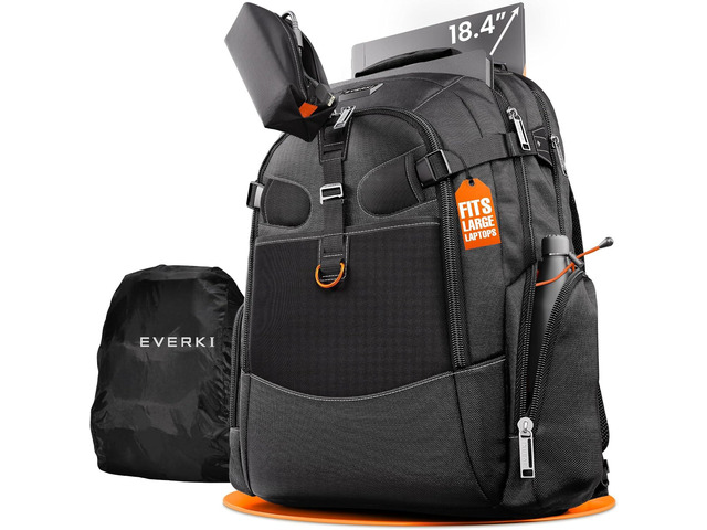 EVERKI Business 120 Laptop Backpack with Rain Cover, Black - 40L Nylon, Polyester, Durable, Multi-Padded Pockets, Travel-Friendly, School & Work,...