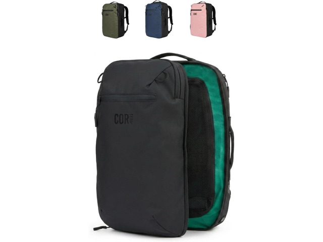 COR Surf Travel Backpack Laptop Backpack 28L Black Underseat Carry On Backpack for Men & Women, Clamshell Opening, Hidden Passport Pockets, Water...