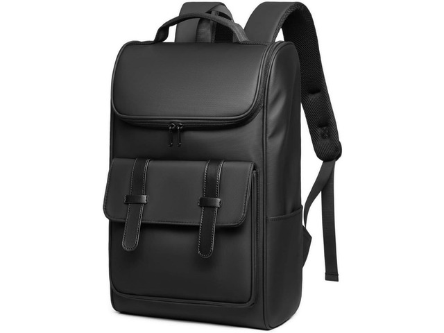Vintage Laptop Backpack for Men and Women, 15.6 Inch, Waterproof, Business Travel Daypack for Work, Office, College (6608 black)
