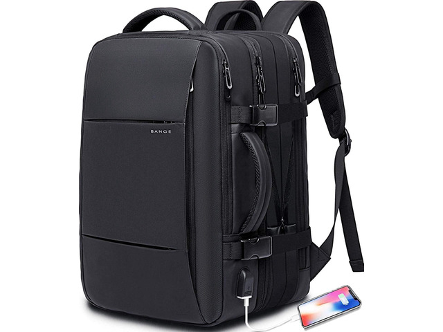BANGE 35L Travel Backpacks,Weekender Expandable Carry-On Backpack for Airplanes, Waterproof 17.3 inch Laptop Backpack for Men and Women