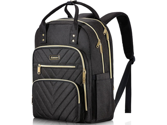 Travel Backpack for Women, 15.6in Laptop Backpack, Quilted College Bookbag Cute Work Backpacks, Water Resistant, Black