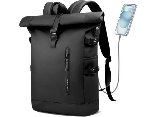 Rolltop Backpack, 15.6 Inch Waterproof Laptop Backpack with USB Charging Port, Expandable 18-27L Travel Backpack for Men Women, Casual Daypack...
