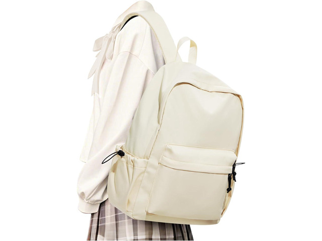 Backpack Lightweight bag Waterproof college backpack for cute Aesthetic backpacks Casual Daypack for Men Women(Beige)