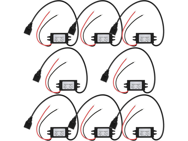 Weewooday 8 Pieces 12v to 5v Dc Converter Buck Module USB Output Power Adapter Dc Car Power Converter Regulator