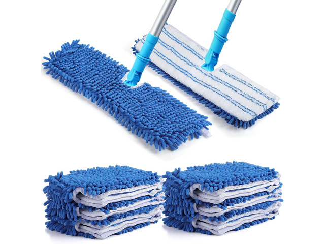 Chengu 6 Pieces Microfiber Flip Mop Refills Replacement Heads Double Sided Cleaning Pads Machine Washable Mop for Dry and Wet Kitchen Home Use