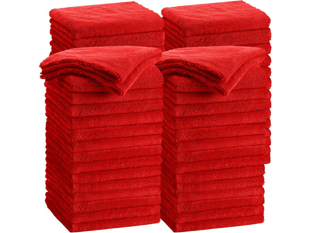 30 Pcs 16 x 16 Inch Edgeless Microfiber Plush Towels for Cars Detailing Drying Wash Polishing Absorbent Cleaning Cloths, 500 GSM (Red)