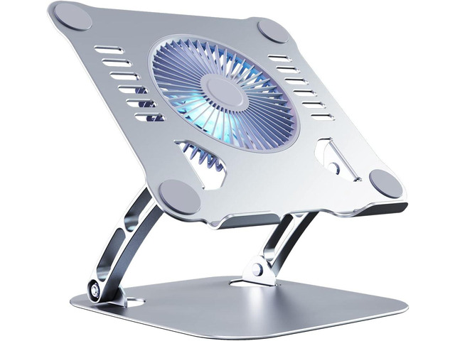 SHUWEI Laptop Cooling Stand with 3 Speed Fan, Adjustable Height Laptop Stand for Desk, Ergonimic Aluminum Laptop Cooling Pad for 10-15'' Notebook -...