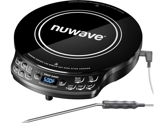 Nuwave Portable Induction Cooktop Diamond with Probe, 100Â°F to 500Â°F Advanced Countertop Burner, 91 Temps, 12Shatter-Proof Ceramic Glass &...