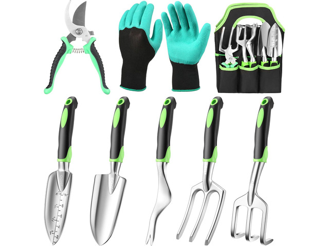 JMOO Garden Tools, 8-Piece Garden Tool Set with Non-Slip Ergonomic HandlesIdeal for All Ages, This is the for Dad and Mom, and Gardening Enthusiasts.